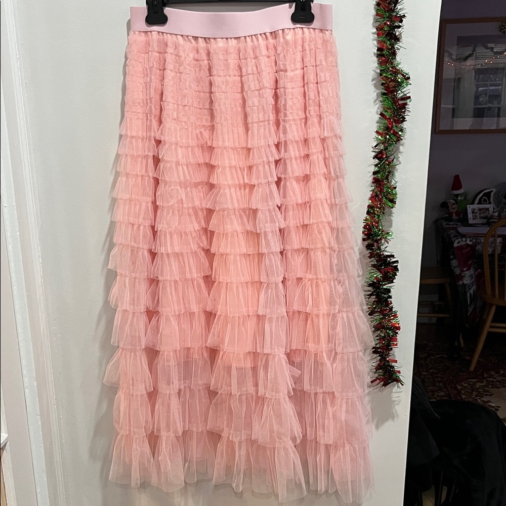 Elegant Pink Tiered Skirt